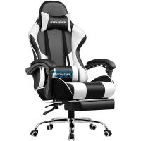 Silla Gaming con Masajeador Ergonómica Silla Gamer con Reposapiés Reposacabeza,Soporte Lumbar Silla Juego Ajustable en Altura con Asiento Giratorio para Oficina o Juegos Blanco - details 0