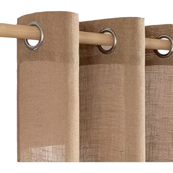 Juego de Cortinas de Lino Transparente Marrón 200x140cm Diseño Moderno para Dos Puertas de Balcón Salón Dormitorio - 1