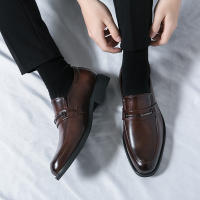 Zapatos formales de negocios para hombre, calzado de cuero PU de tacón bajo, estilo británico, hebilla de Metal a la moda - details 28