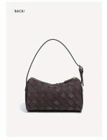 Bolso de mano tejido a mano - Multicolor (café/marrón claro/gris) Bolso de hombro compacto con cierre de cremallera para mujer, teléfono y artículos esenciales, diseño duradero y elegante - details 9