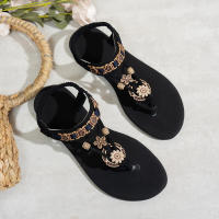 Sandalias informales transpirables planas para mujer, versátiles, a la moda, con cuentas, estilo étnico, de talla grande, novedad de verano - details 0