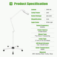 Lámpara LED lupa de pie, lupa iluminadora, lámpara estética, profesional, 5 dioptros, lámpara de brazo giratorio, ajustable - details 6