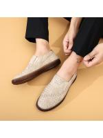 2025 nuevos zapatos de hombre de gran tamaño, de malla, informales, de cuero, con suela de piel de vaca, transpirables y sin cordones. - details 11