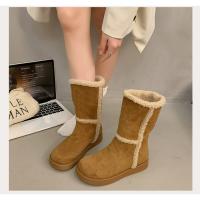 Botas de mujer de punta redonda de felpa,tacón alto,elegantes,invierno - details 24