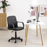 Silla de Oficina ergonómica de Piel sintética Negra, con Ruedas giratorias, reposabrazos, Altura Regulable, de Acero y Espuma Blanda, fácil de Montar y desplazar, 56x48x95 cm - details 1
