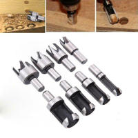 Brocas Forstner de acero al carbono juego de brocas de vástago redondo para carpintería trabajo en madera carpintero tapón de madera cortador de agujeros 6mm-16mm 4 Uds. - details 1