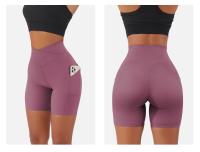 Pantalones cortos de Yoga para mujer, pantalones cortos de motociclista con cintura en V, mallas de Yoga para Fitness, cintura cruzada con bolsillo, pantalones cortos deportivos de Yoga para mujer - details 10