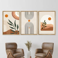 DHROOM Arte de Lienzo de Hoja Geométrica de Boho Póster Moderno Abstracto Verde para Decoración de Sala de Estar - details 3