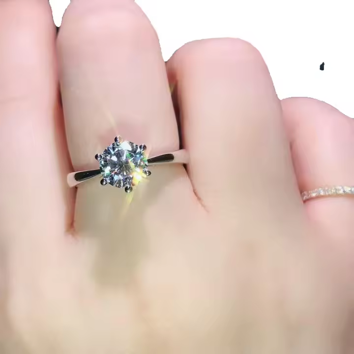 Puede ajustar el anillo de pareja de diamantes Mosan genuino. - 1