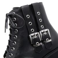 Dropshipping Logo negro estilo gótico bloque tacones altos zapatos hebilla de Metal grande botas de mujer de fondo grueso - details 8