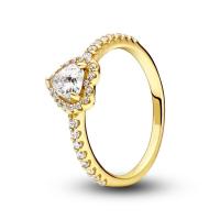 Anillo de Plata Elevado con Corazón Rojo Circonita Cúbica, Estrella, Luna, Flor, Joyería de Boda, Regalos - details 10