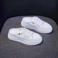 Nuevo 2024 plataforma plana blanca casual sin tacones altos, zapatos deportivos de mujer de bajo precio - details 6