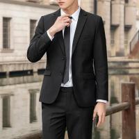 Traje de 2 piezas para hombres, traje, chaleco y pantalón, traje profesional sólido, casual - details 5