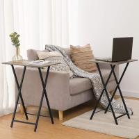 Mesa Auxiliar Plegable de 2, Mesa Lateral para Sofá, Escritorio Pequeño para Portátil, Mesa de TV Plegable pequeña, Estructura de Almacenamiento Fácil, Marrón Rústico y Negro EBF25BZ01 - details 10