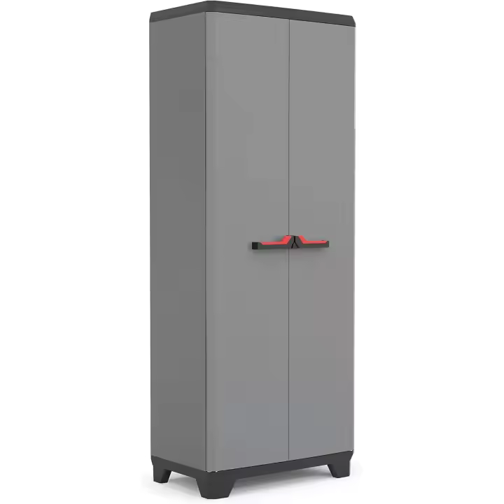 Estilo Alto | Amario Alto de almacenaje | resina | 2 Puertas y 3 baldas Regulables en Altura | Color Gris/Negro | 173 x 68 x 39 cm - 1