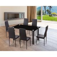 Paquete de 6 Sillas de Comedor emi, Sillas Estilo Moderno, Ergonómicas, respaldo y asiento en polipiel color negro - details 1