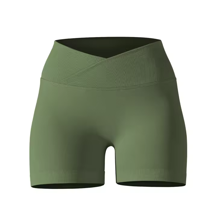 De High Belt para fitness, Gimnasio, Scrunch Butt, Correr, entrenamiento Pantalones cortos deportivos sin costura para mujer, Mallas cruzadas - 1