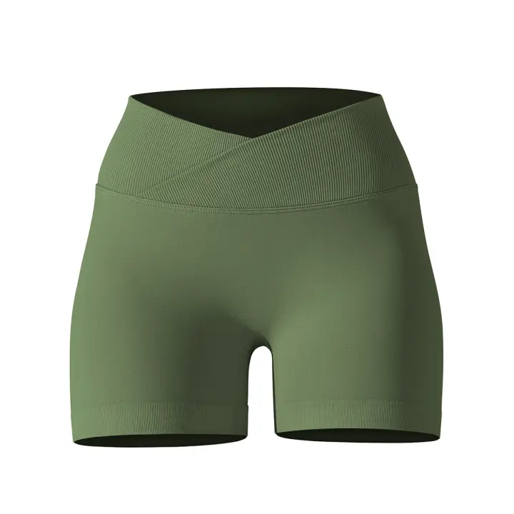 De High Belt para fitness, Gimnasio, Scrunch Butt, Correr, entrenamiento Pantalones cortos deportivos sin costura para mujer, Mallas cruzadas - 1