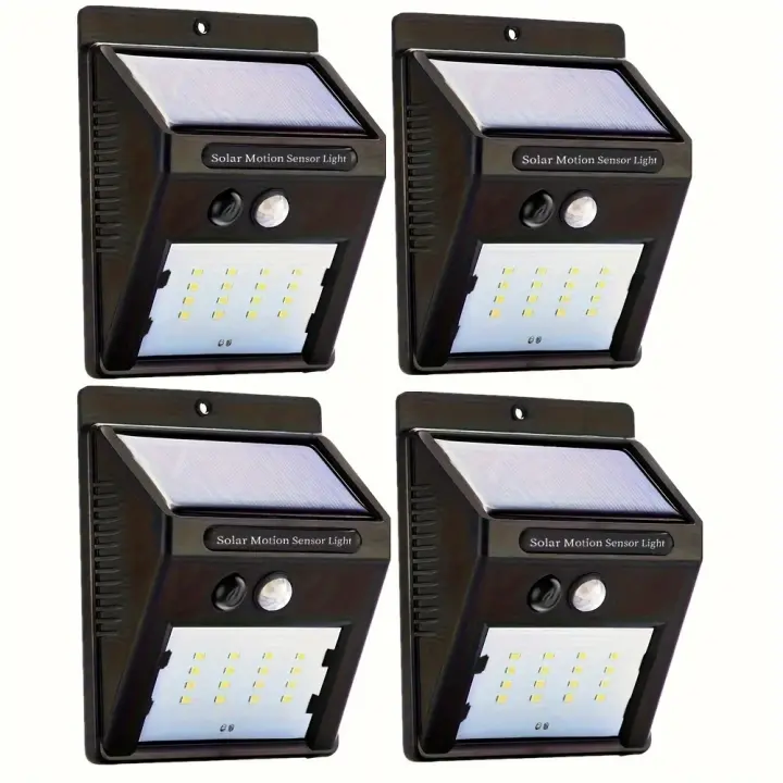 Luz de Pared Solar con Sensor de Movimiento RXUNS 3 Modos, 20 LED, Impermeable, Control de Luz, Brillo de 200lm para Exteriores Ideal para Puerta Delantera, Garaje, Balcón - 1