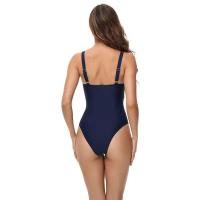 Traje de baño de una pieza acolchado vintage para mujer, elástico de corte alto con control de barriga, traje de baño con cuello cuadrado - details 41