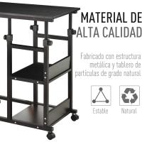 Mesa Auxiliar con Ruedas 80x40 cm Mesa para Sofá en Forma de C con Altura Ajustable 3 Niveles de 72-82 cm Marco de Metal para Salón Cocina Negro - details 5