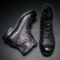 Botas de moto con estilo logo Dropshipping, botas Martin de cuero para exteriores para hombre - details 8