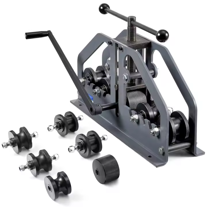 SucceBuy Dobladora de rodillos para tubos, Dobladora de rodillos para tubos manual de 1-1/2" máx. con 6 troqueles, 360 °   Herramienta para doblar tubos de aluminio y cobre para tubos cuadrados, redondos y de barra plana. - 1