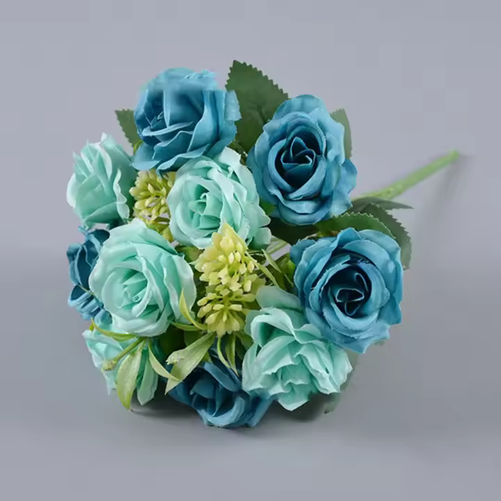 Ramo de rosas artificiales de 10 cabezas de seda, 6 colores, flores falsas de peonía, 31cm, decoración Floral de estilo occidental, flores para decoración de boda - 1
