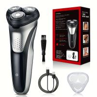 Maquinilla de afeitar eléctrica para hombre, afeitadora recargable, recortadora emergente - details 1