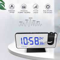 Reloj despertador Digital LED de mesa, relojes electrónicos de escritorio, despertador USB, Radio FM, proyector de tiempo, función de repetición - details 1