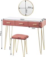 Tocador con cajones Espejo Tocador Mesa grande 100x40cm rosa - details 0