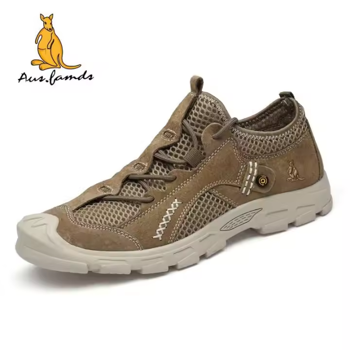 Sandalias ligeras antideslizantes deportivas informales de piel de cerdo con logo de canguro para hombre, tela suave transpirable adecuada para primavera - 1