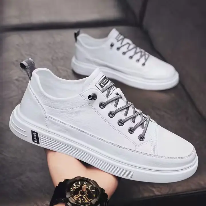 Zapatillas de deporte de alta calidad para hombre, zapatos deportivos informales de cuero, zapatillas antideslizantes para correr, zapatillas de tenis transpirables, zapatos planos cómodos - 1