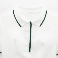 Vestido de verano de manga corta con cuello de solapa acanalado, elegante, sencillo, con dobladillo ancho ondulado estilo universitario PB&ZA2025 para mujer - details 10