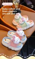 Suelo de cuatro estaciones de suela gruesa antideslizante para el hogar de lino para niños para zapatillas Diseño de princesa - details 0