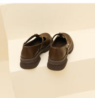 Nuevo Xiaoxiangfeng boca poco profunda T cinturón suela gruesa tacón medio zapatos pequeños de cuero casual zapatos de mujer - details 19