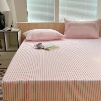 Bonenjoy-sábana bajera de algodón 100%, cubierta de cama de estilo a rayas, ropa de cama elástica, agradable para la piel, sin funda de almohada, 1 unidad - details 2