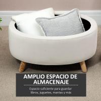 Taburete de Almacenamiento de Terciopelo Puff Tapizada con Tapa Extraíble Patas de Madera - details 3