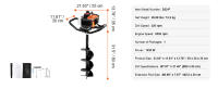 SucceBuy Excavadora de agujeros para postes de gas con brocas de 8" y 1 varilla de extensión, naranja+negro - details 4