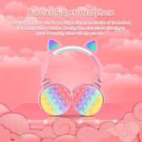 Auriculares inalámbricos de burbujas de descompresión, audífonos con orejas de gato, bonitos auriculares de música estéreo HIFI con luz Flash, Soporte para tarjeta TF/AUX/FM, reproducción con micrófono - details 2