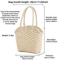 Bolso de playa sencillo, bolso tejido de cuerda de papel hecho a mano, versátil para viajes y vacaciones - details 0