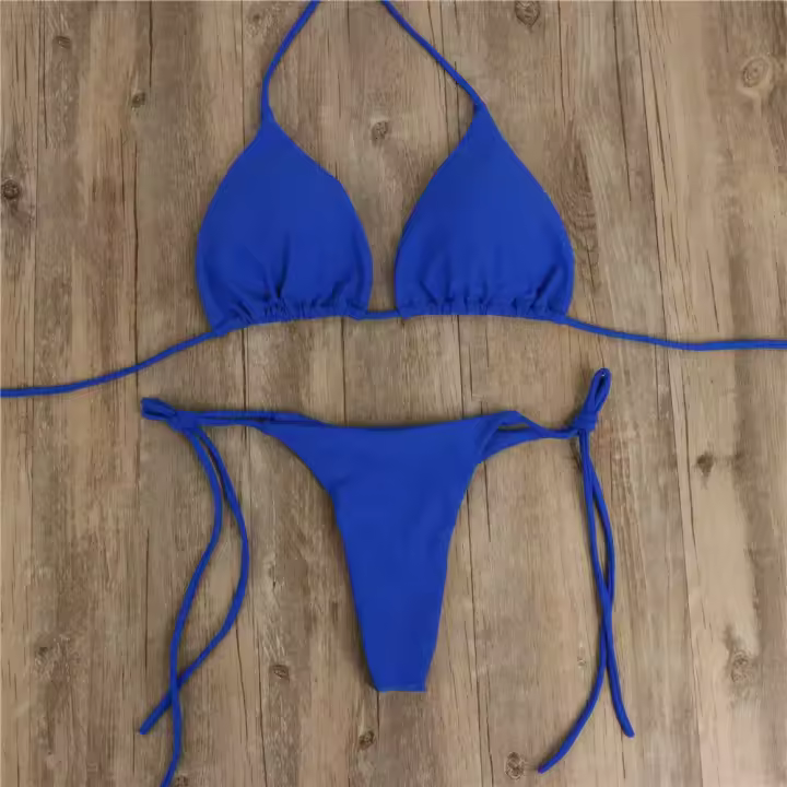 Tre de baño brasileño para mujer, conjunto de bikini sexy con sujetador de relleno reforzado, tanga de dos piezas, traje de playa - 1