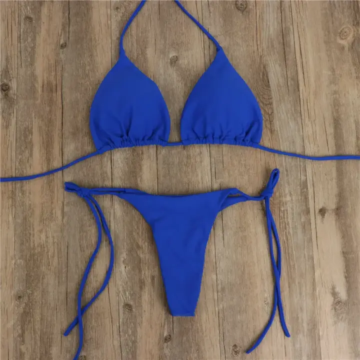 Tre de baño brasileño para mujer, conjunto de bikini sexy con sujetador de relleno reforzado, tanga de dos piezas, traje de playa - 1