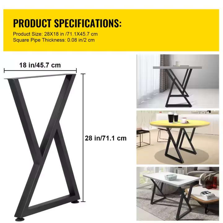 SucceBuy Patas de mesa de metal resistente - Juego de 2 para escritorios, bancos y mesas de comedor de bricolaje - 1