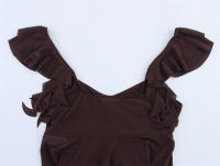 OUWU- Chaleco ajustado con volantes en capas lisas para mujer, Top elegante con cuello en V sin mangas y dobladillo Irregular, novedad de verano 2025, ropa elegante para vacaciones para mujer - details 9