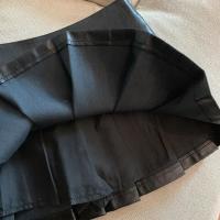 Minifaldas de cuero Pu para mujer, ropa de calle, Falda plisada de cintura alta, faldas acampanadas informales ajustadas negras coreanas Vintage - details 14