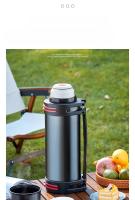 Botella de agua negra con correa para el hombro, fácil de transportar, adecuada para beber agua caliente y fría en viajes y acam - details 7