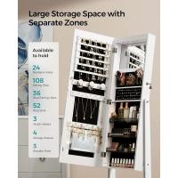 Armario de Joyas con Espejo LED, Joyero con Cerradura, Organizador con Cajón y Estante, Idea de Regalo, Blanco Nube JJC025W01, 41.5x37x157cm - details 19