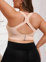 Sujetador deportivo sin costuras para mujer talla plus - Tejido transpirable y resistente, sin alambre, con almohadillas extraíbles, diseño de color sólido elegante para fitness y comodidad en la espalda, sostenes y bralettes de talla plus - details 4