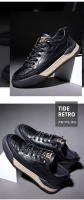 Zapatos de los hombres de la marca de moda de alta gama de primavera nuevos zapatos de la junta deportiva rayados a mano zapatos casuales de coincidencia de color de cuero de la plataforma de los hombres versátiles - details 17